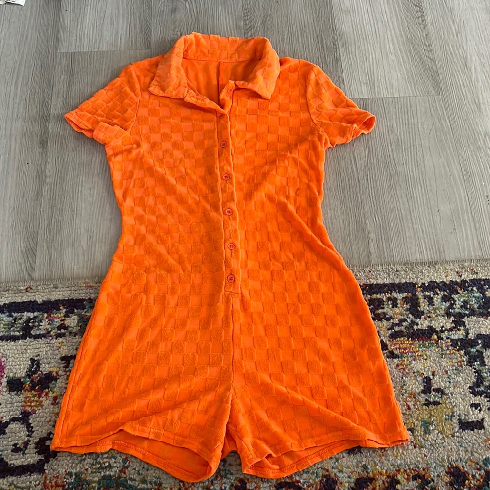 Orange Checkered Romper